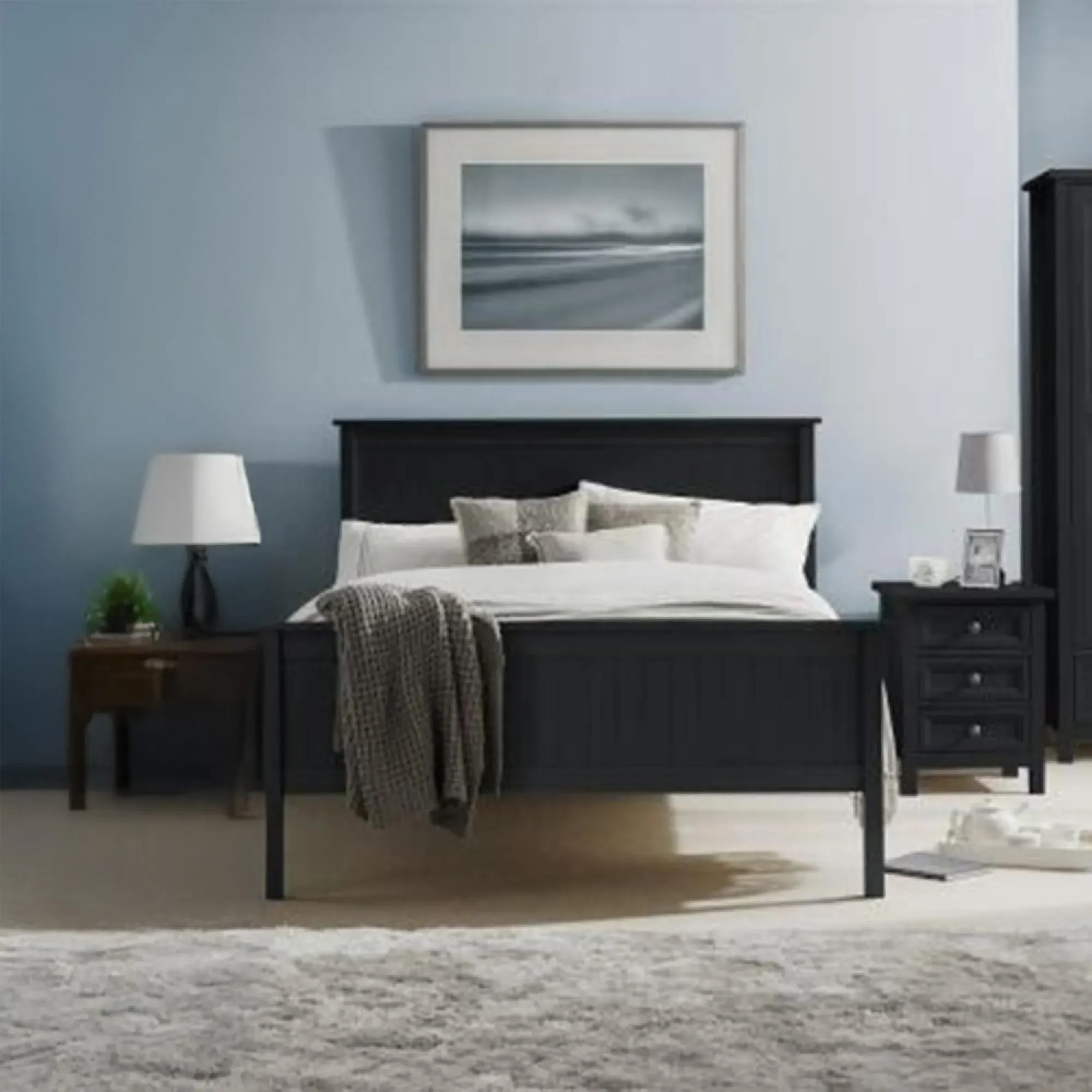 Maine Single Bed Frame - Black, Pine
