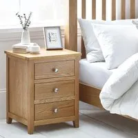 Mallory 3 Drawer Bedside Cabinet - Oak