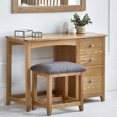 Mallory 3 Drawer Dressing Table with Stool - Oak image