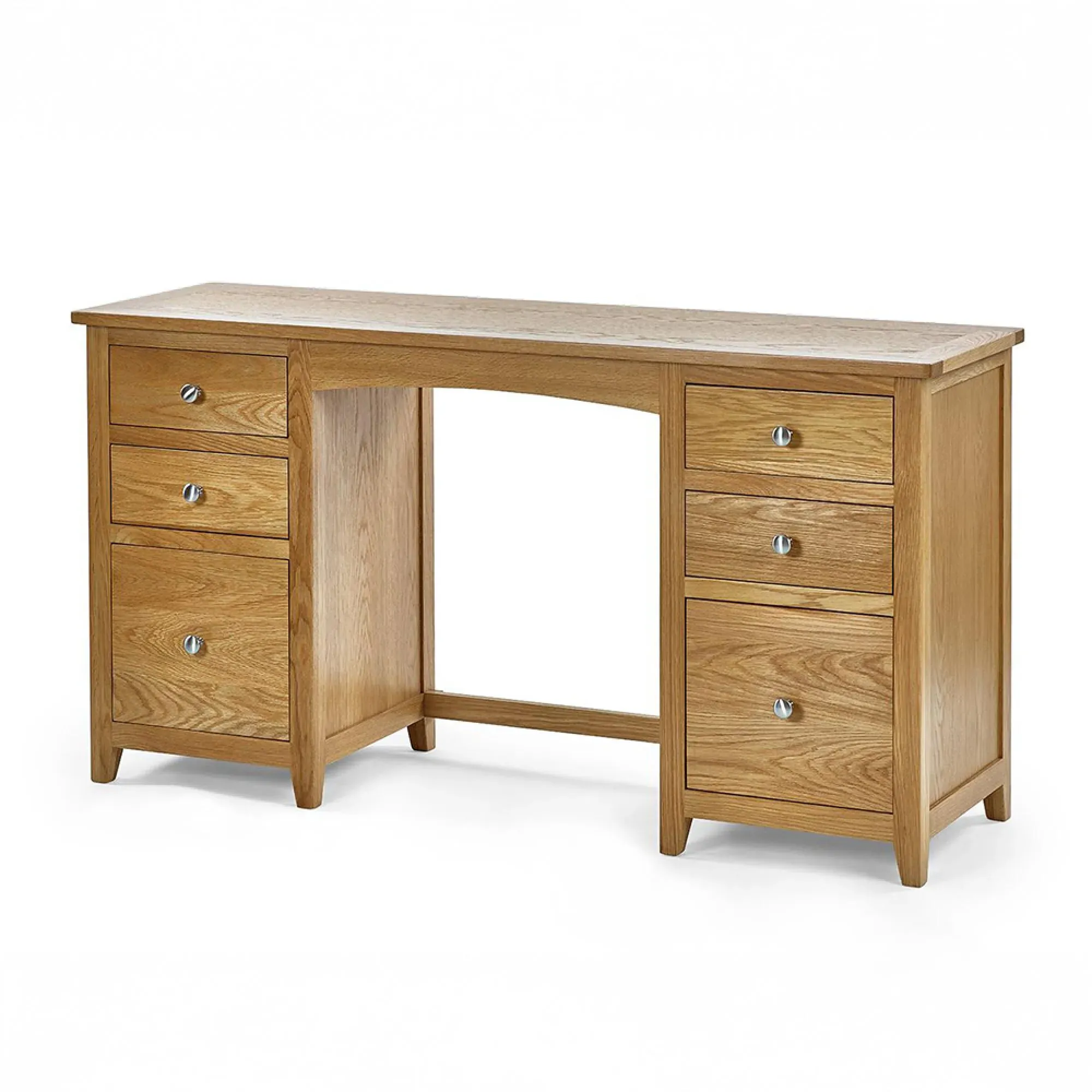 Mallory 6 Drawer Double Dressing Table with Stool - Oak