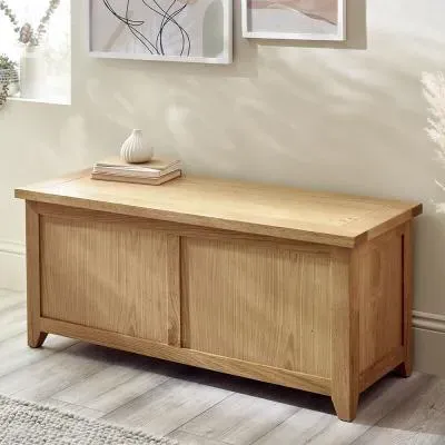 Mallory Oak Storage Bench - Natural image