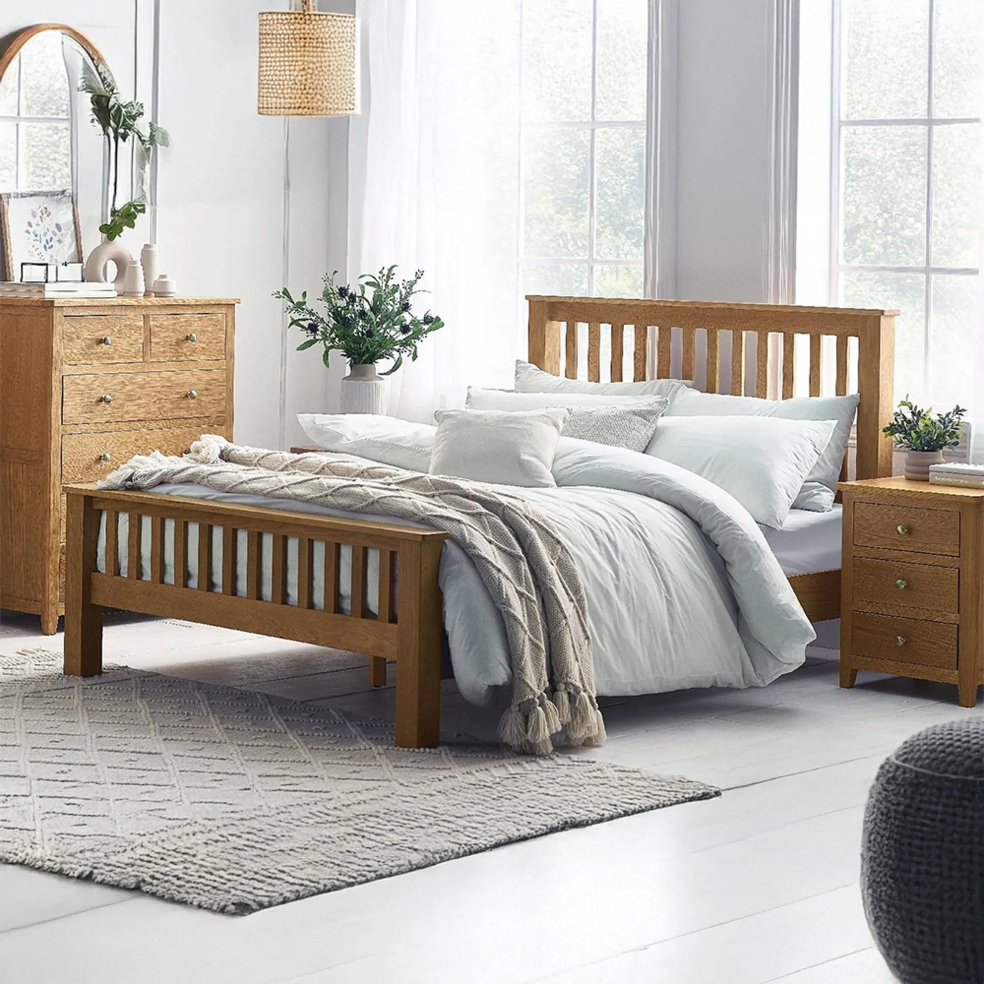 Mallory Slatted Bed Frame - Oak