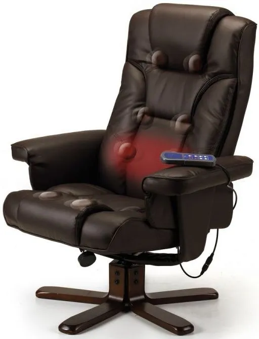 Malmo Recliner Chair with Footstool - Black, Faux Leather