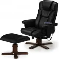 Malmo Recliner Chair with Footstool - Black, Faux Leather