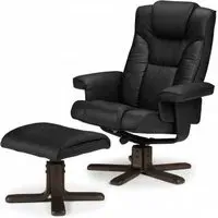 Malmo Recliner Chair with Footstool - Black, Faux Leather