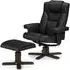 Malmo Recliner Chair with Footstool - Black, Faux Leather