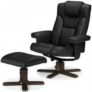 Malmo Recliner Chair with Footstool - Black, Faux Leather image