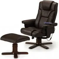Malmo Recliner Chair with Footstool - Brown, Faux Leather