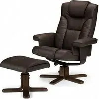 Malmo Recliner Chair with Footstool - Brown, Faux Leather