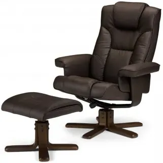 Malmo Recliner Chair with Footstool - Brown, Faux Leather