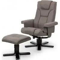 Malmo Swivel Recliner Chair with Footstool - Grey, Fabric