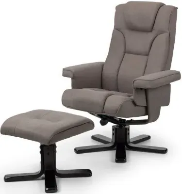 Malmo Swivel Recliner Chair with Footstool - Grey, Fabric image