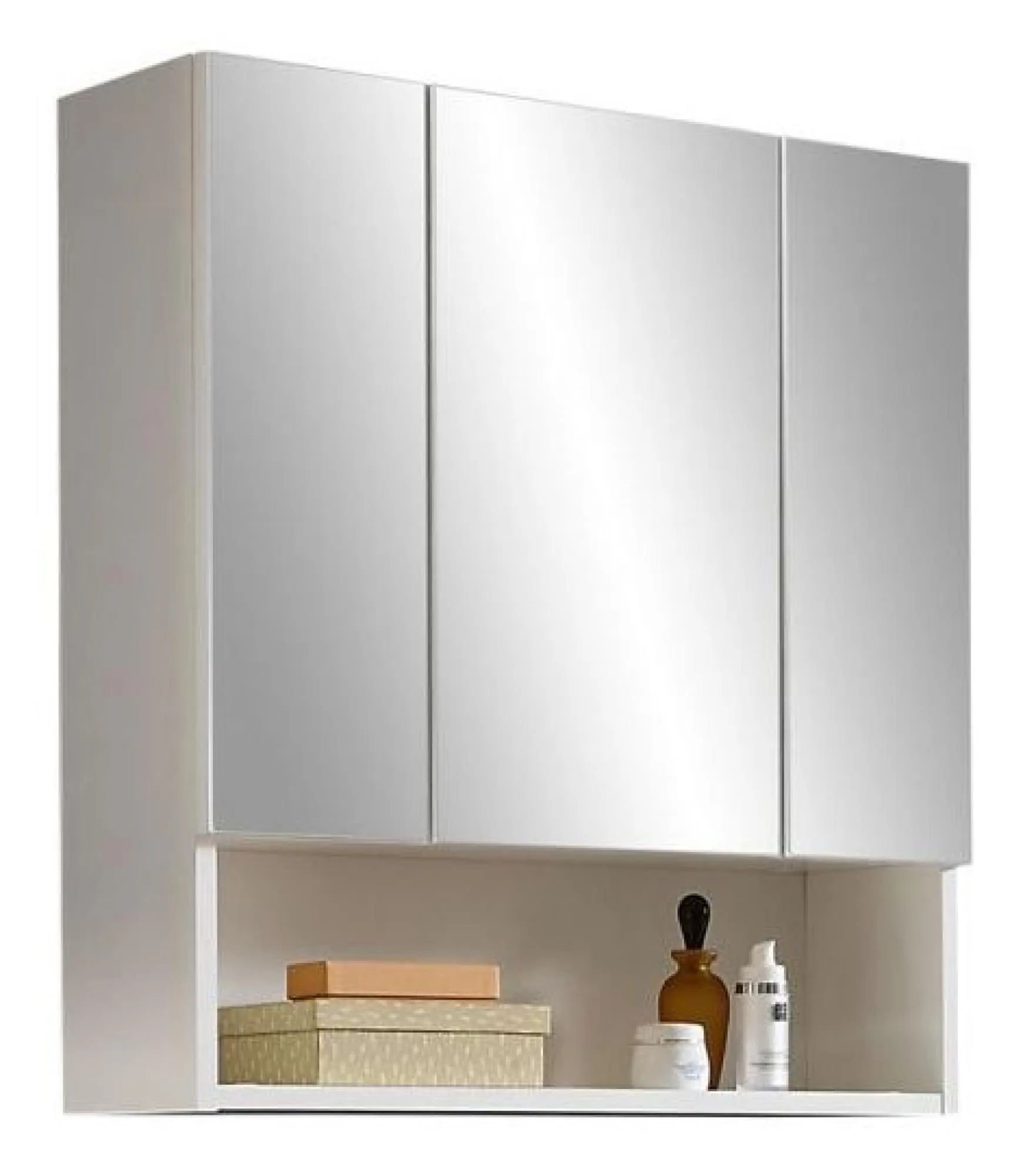 Mandy 3 Door Mirrored Cabinet - White, High Gloss