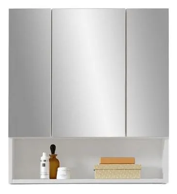 Mandy 3 Door Mirrored Cabinet - White, High Gloss image