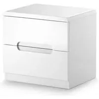 Manhattan 2 Drawer Bedside Cabinet - White, High Gloss