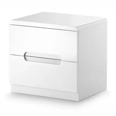 Manhattan 2 Drawer Bedside Cabinet - White, High Gloss image