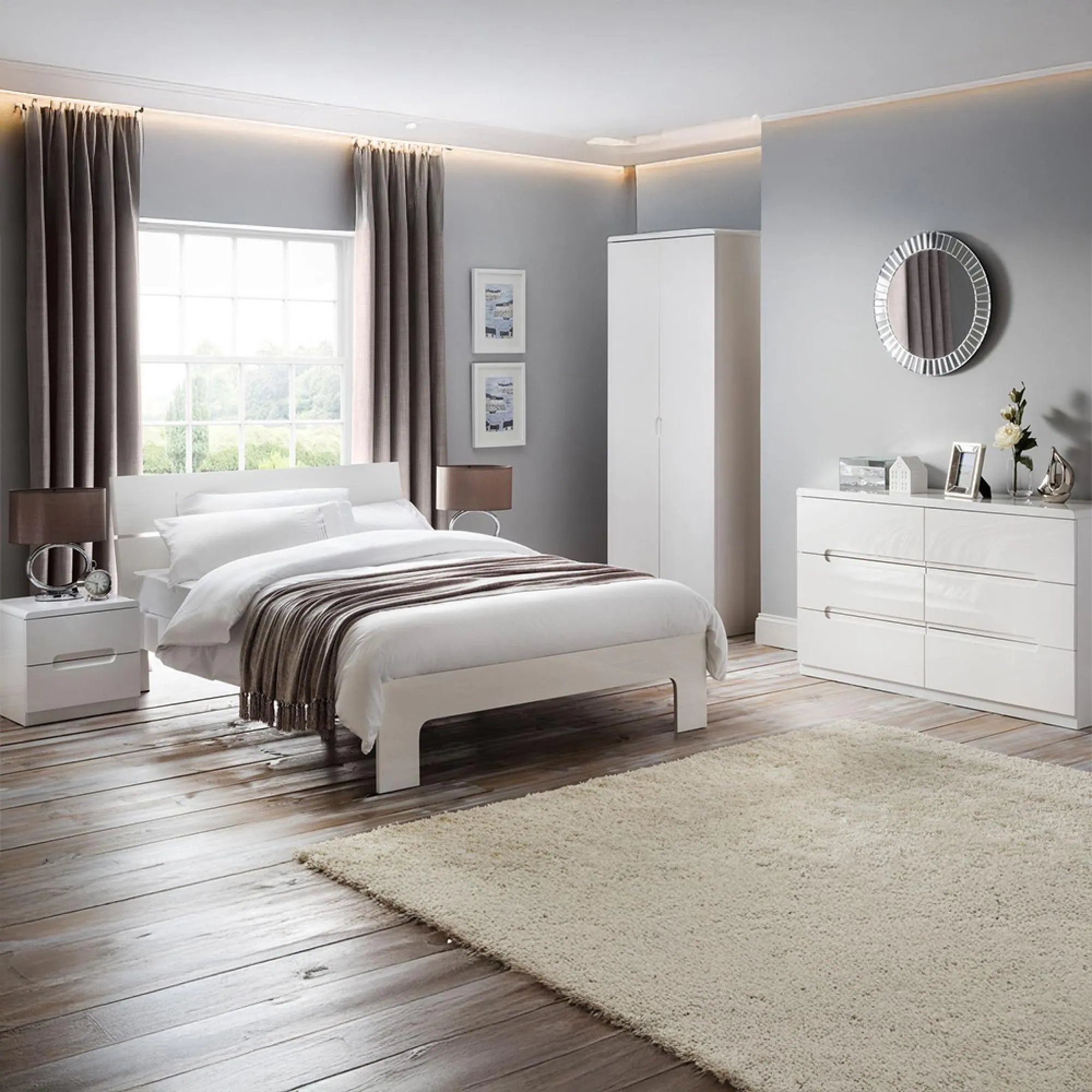 Manhattan 2 Drawer Dressing Table - White, High Gloss