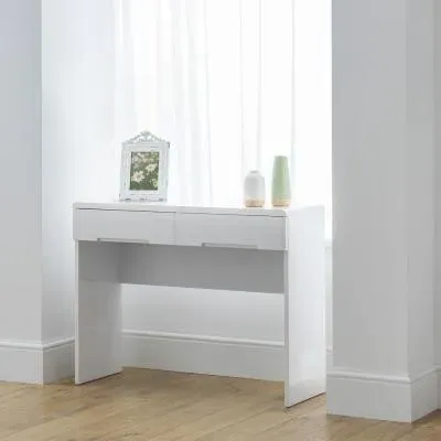 Manhattan 2 Drawer Dressing Table - White, High Gloss