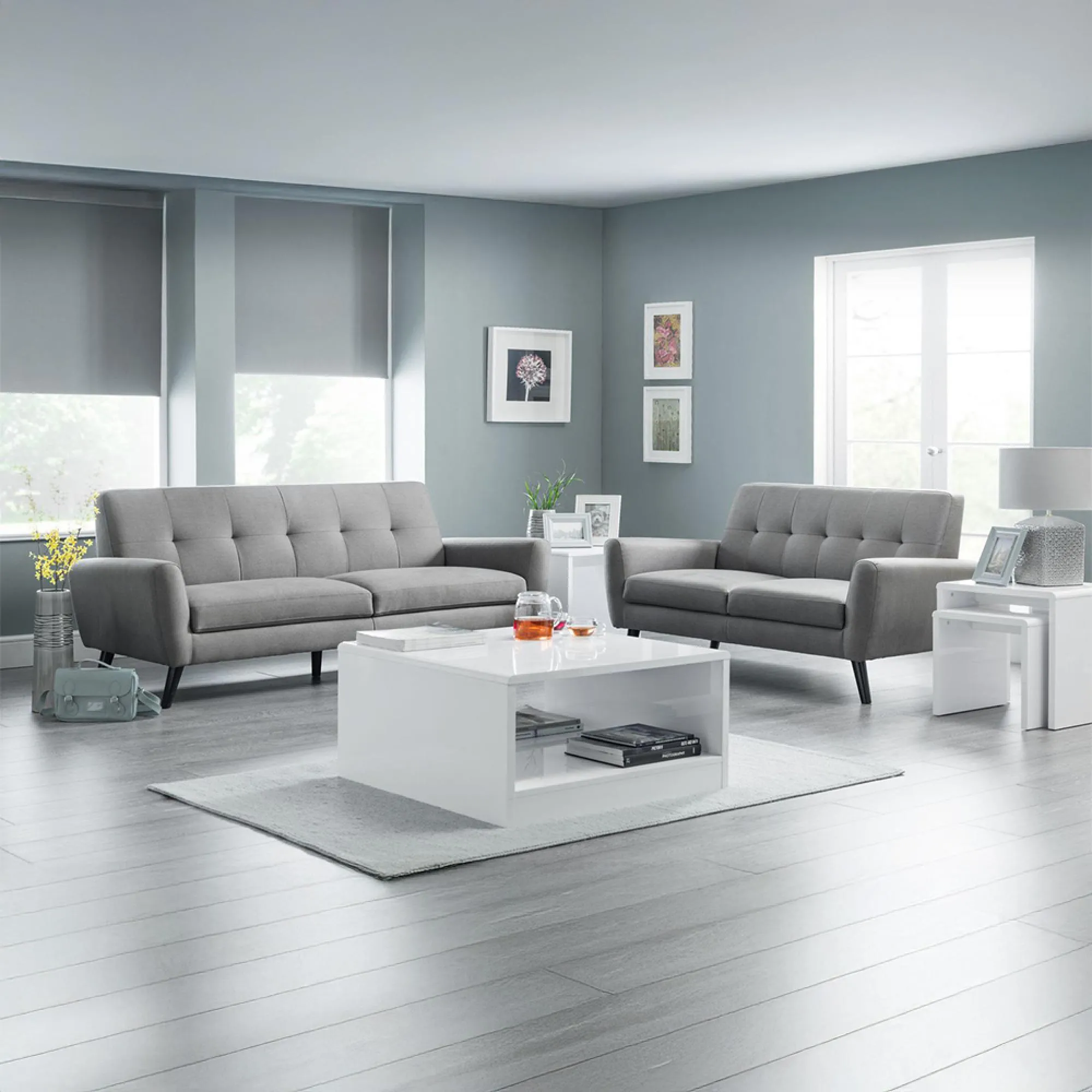 Manhattan 2 Drawer TV Unit - White, High Gloss