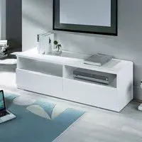 Manhattan 2 Drawer TV Unit - White, High Gloss