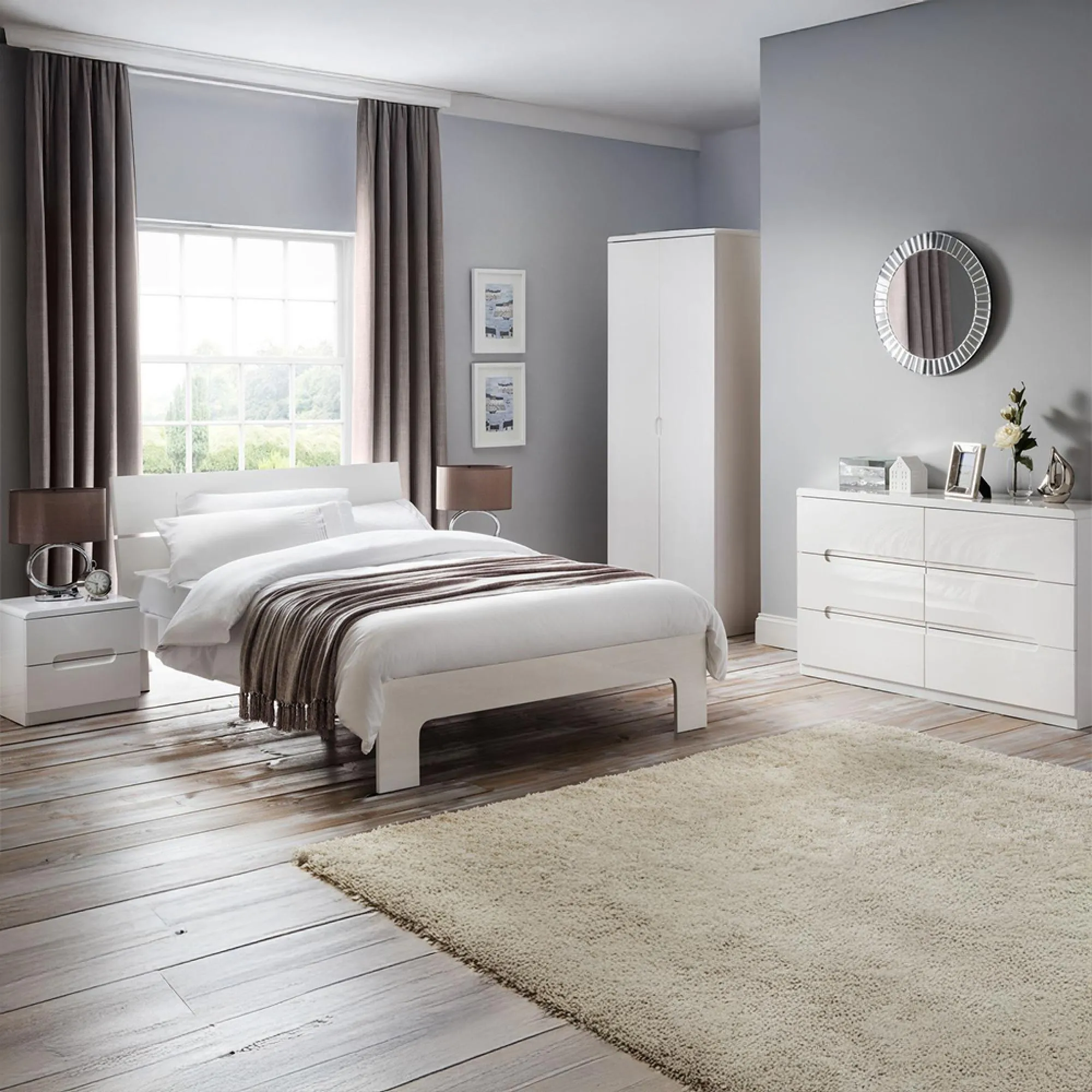 Manhattan 5 Drawer Narrow Chest - White, High Gloss