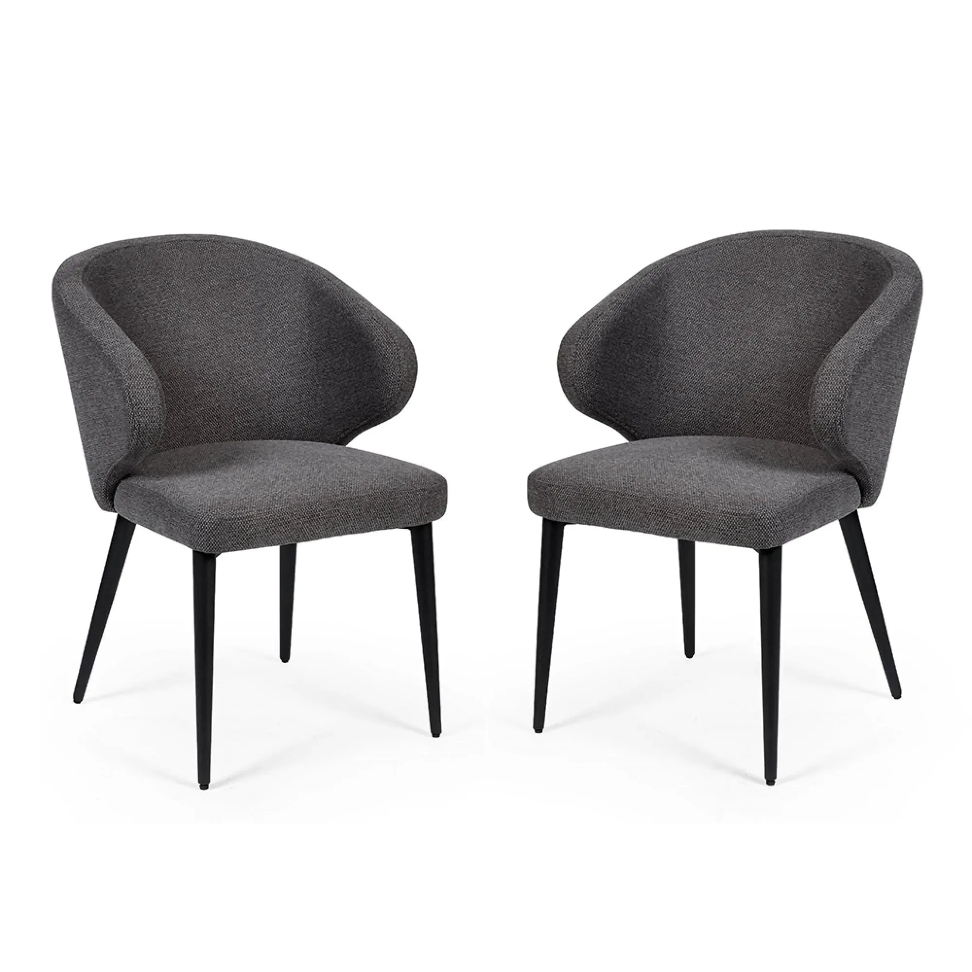 Marcus Curved Dining Chairs Set of 2 - Mid Grey, Fabric