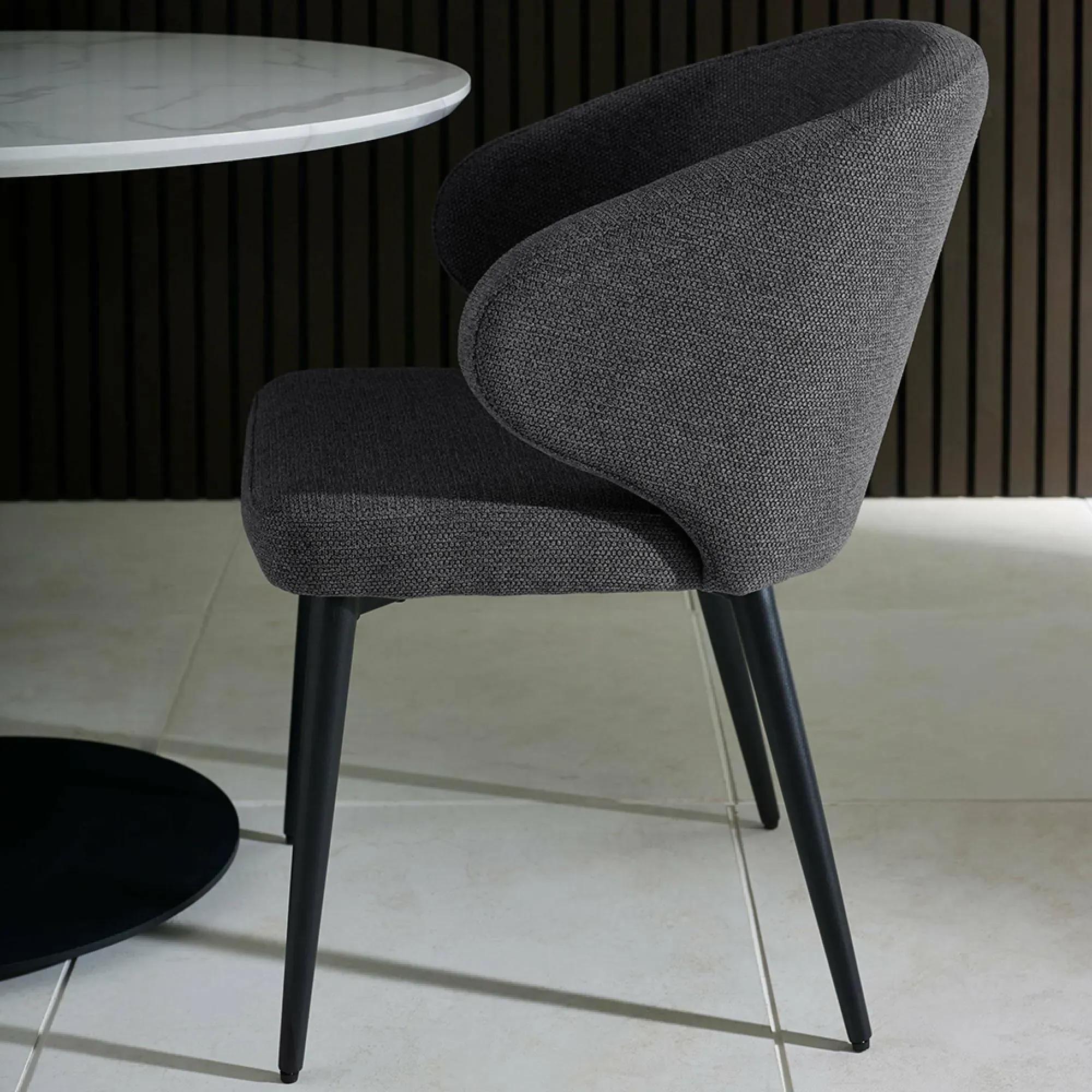 Marcus Curved Dining Chairs Set of 2 - Mid Grey, Fabric