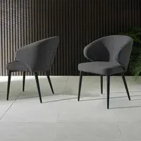 Marcus Curved Dining Chairs Set of 2 - Mid Grey, Fabric