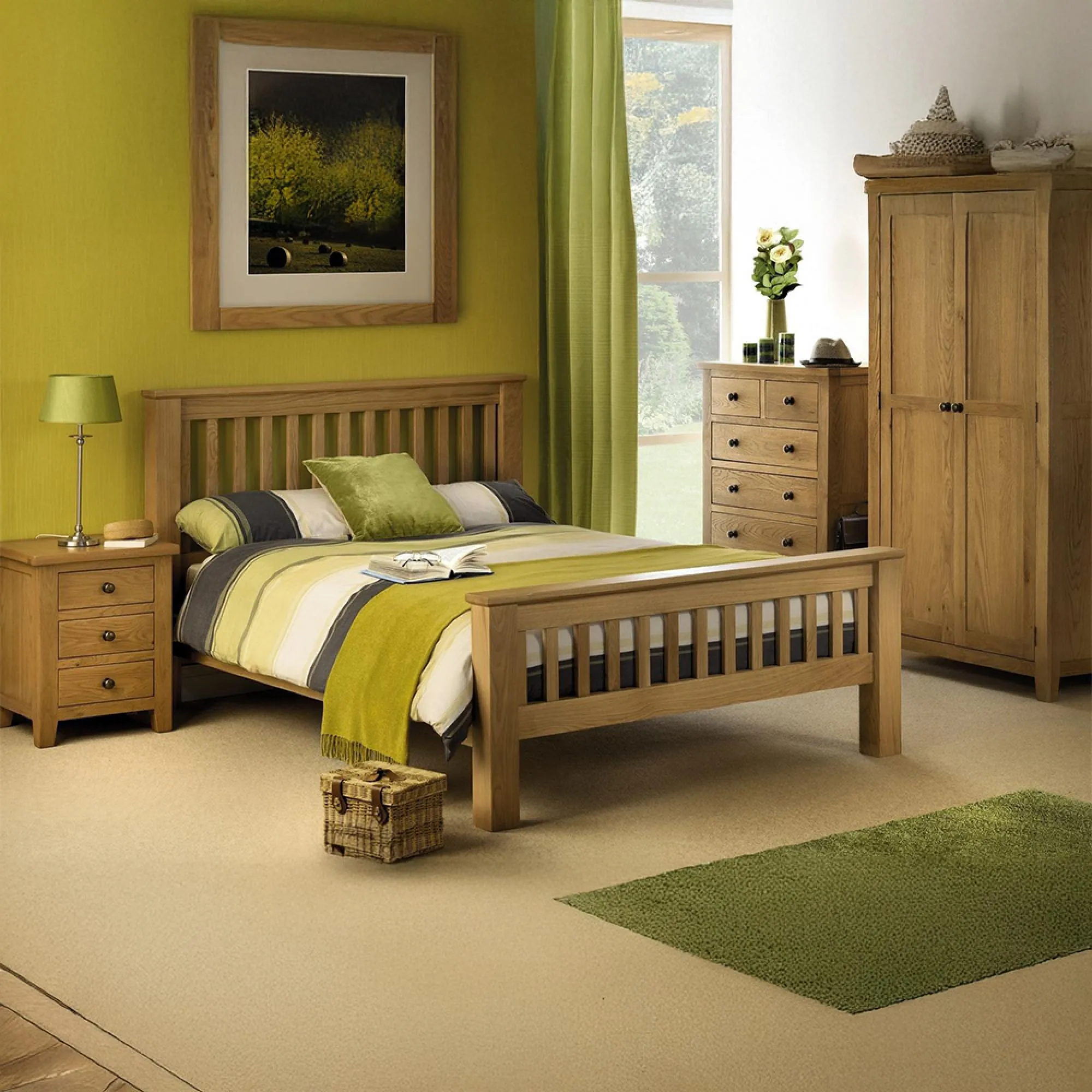 Marlborough 2 Door 2 Drawer Double Wardrobe - Waxed, Oak