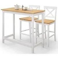 Marlow Bar Set with 2 Stools - Ivory, Light Oak
