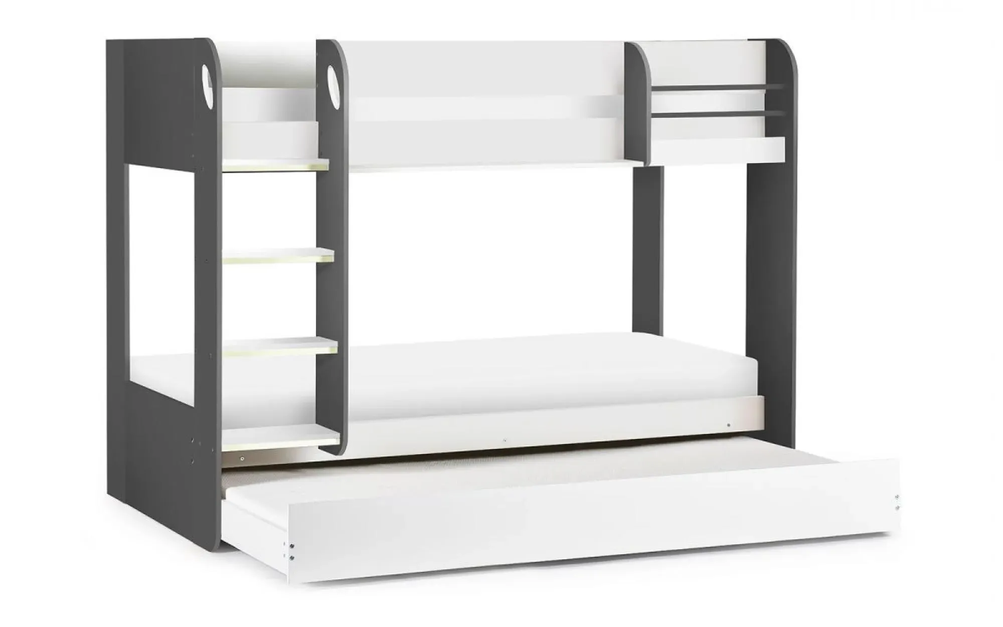 Mars Bunk Bed - Charcoal Oak, White Fabric