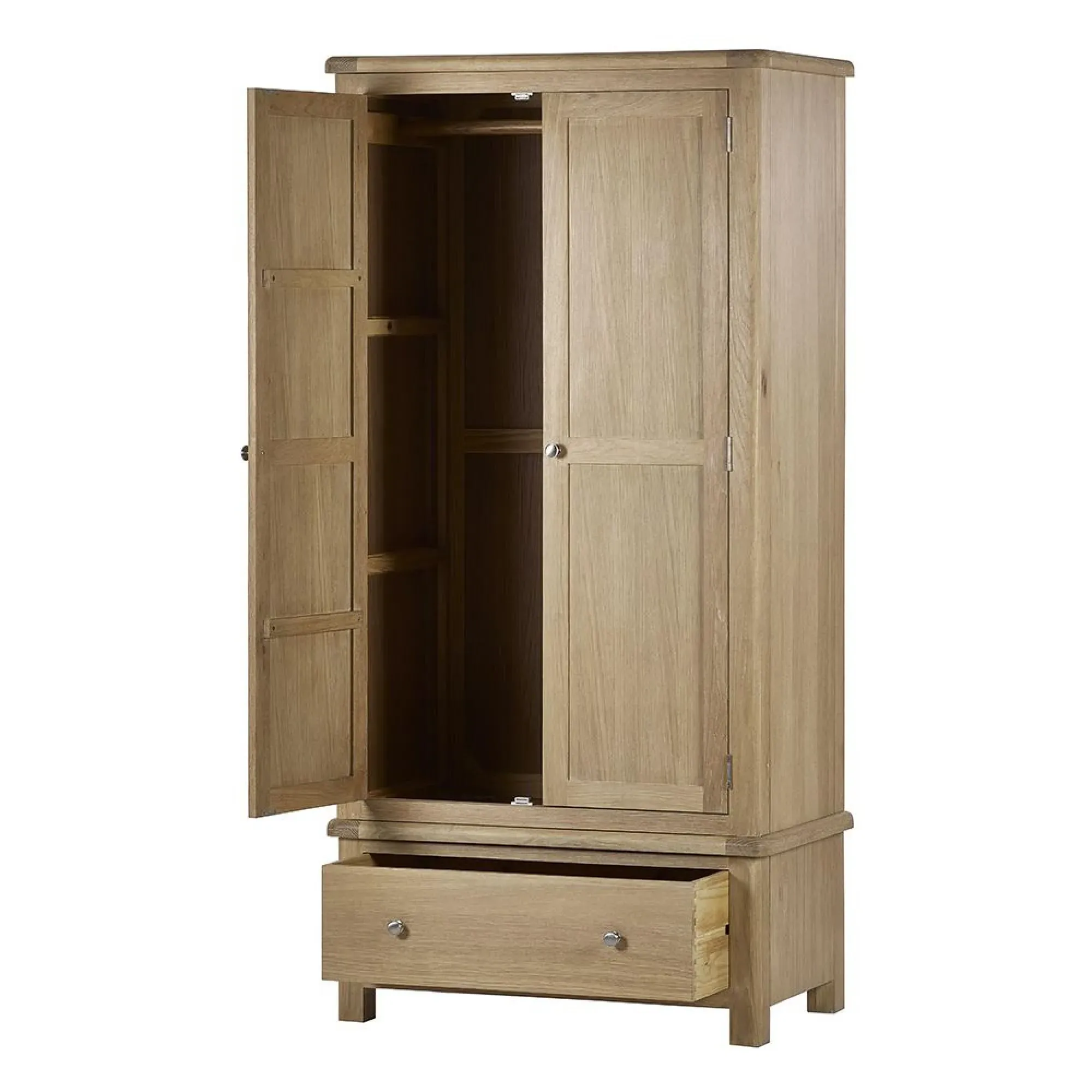 Memphis 2 Door Wardrobe with Drawer - Limed Oak