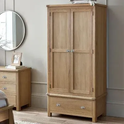 Memphis 2 Door Wardrobe with Drawer - Limed Oak image