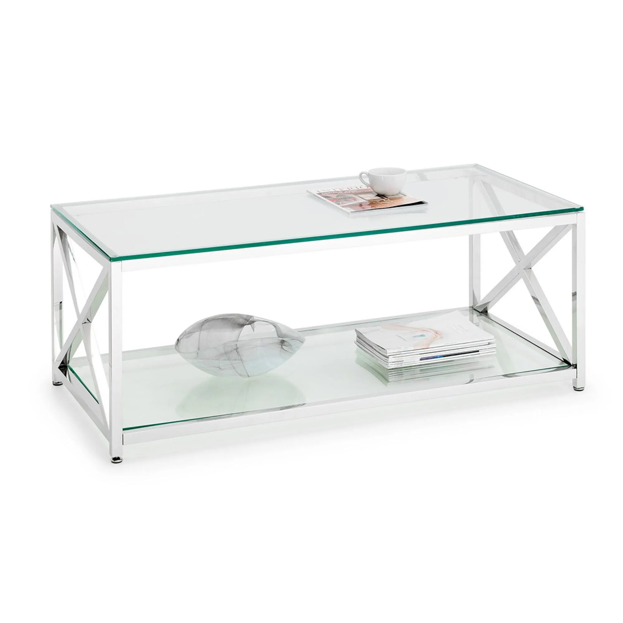 Miami 120cm Coffee Table - Chrome, Glass