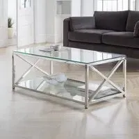 Miami 120cm Coffee Table - Chrome, Glass
