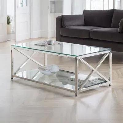 Miami 120cm Coffee Table - Chrome, Glass image