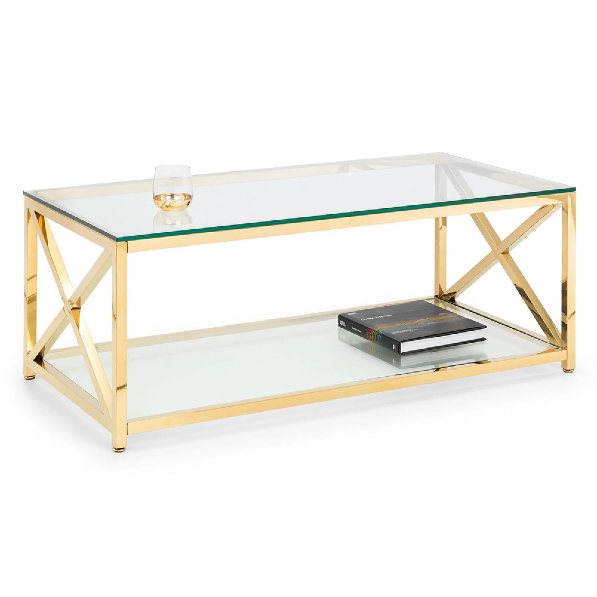Miami 120cm Coffee Table - Gold, Glass