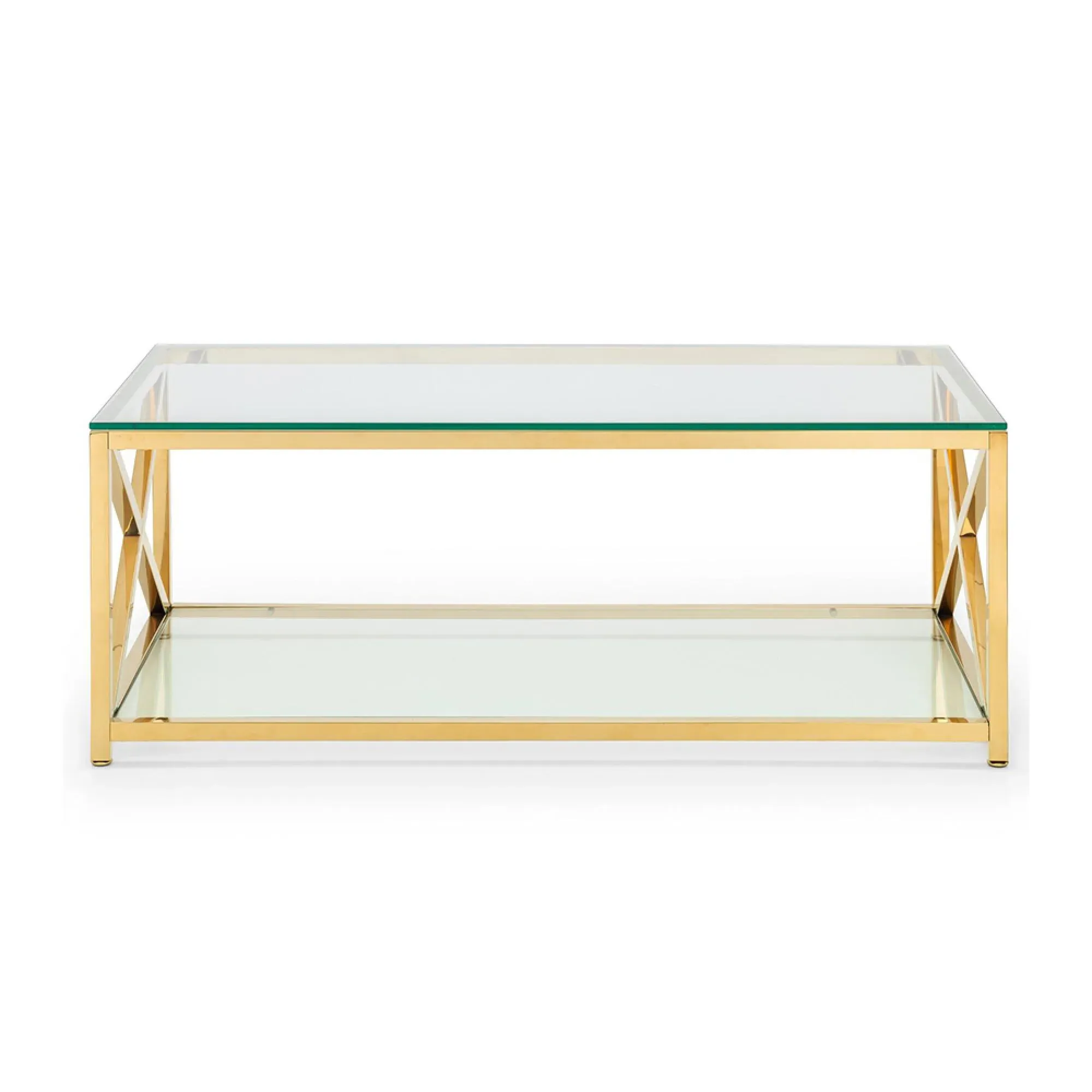 Miami 120cm Coffee Table - Gold, Glass