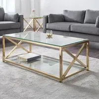 Miami 120cm Coffee Table - Gold, Glass