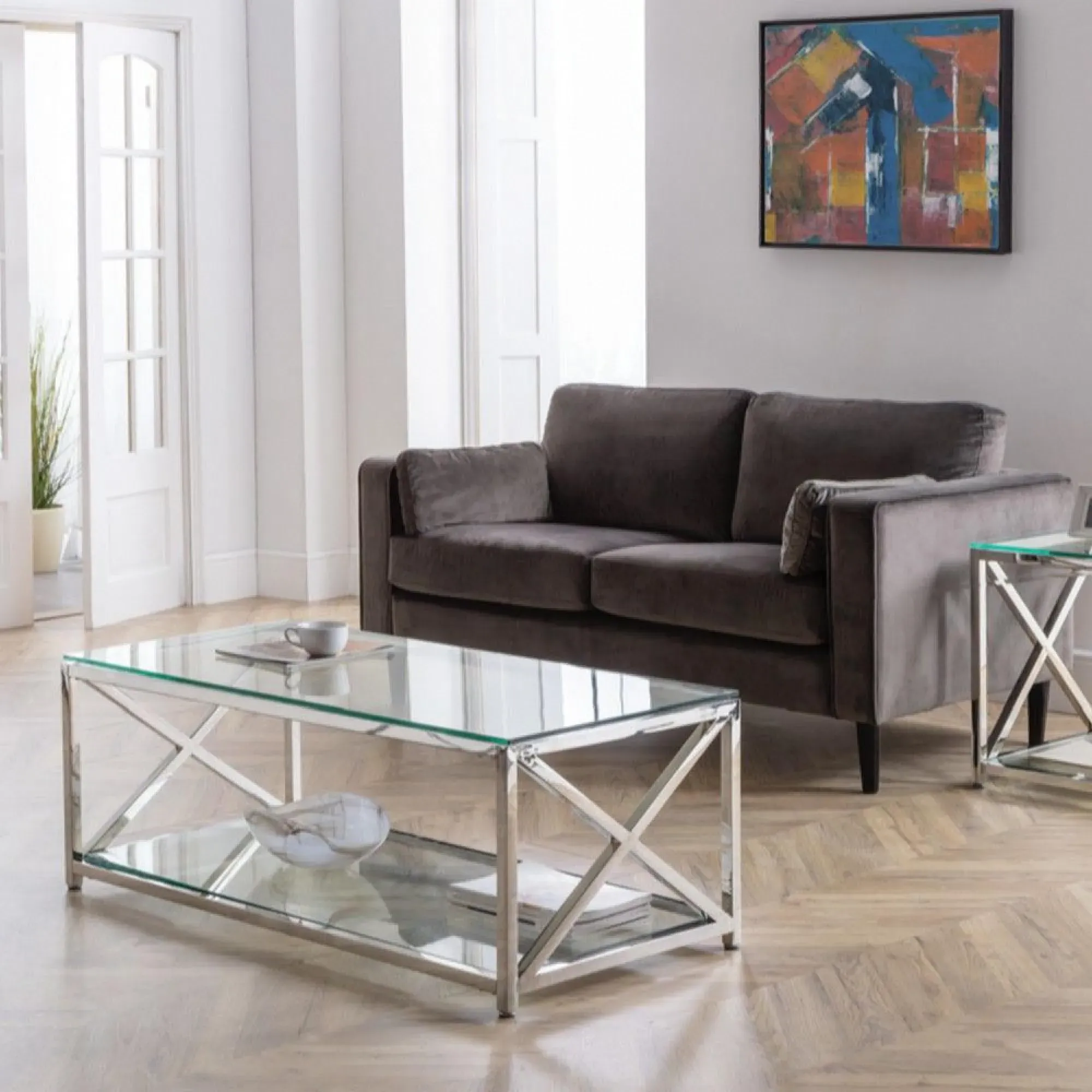Miami 120cm Console Table - Chrome, Glass