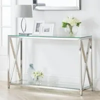 Miami 120cm Console Table - Chrome, Glass