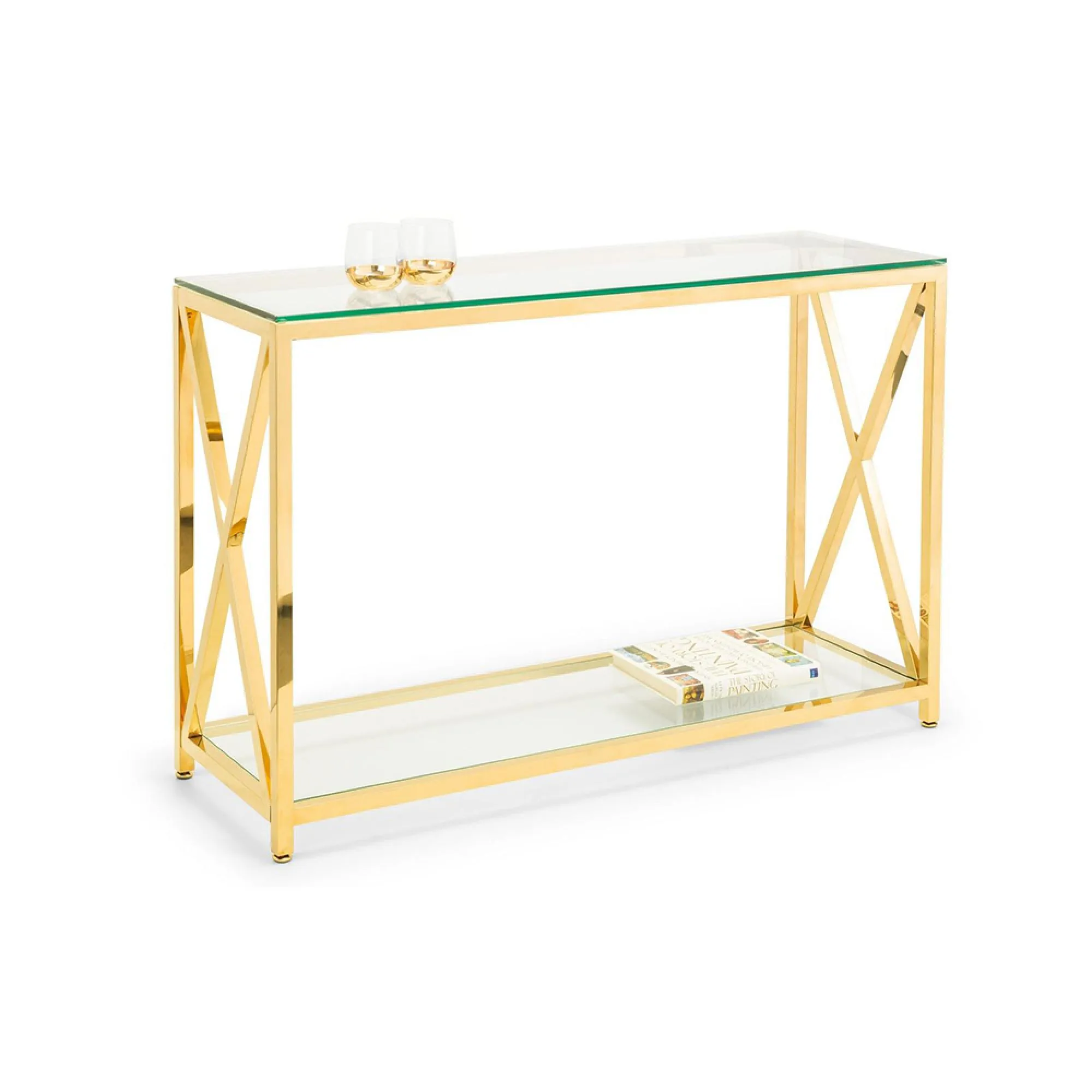 Miami 120cm Console Table - Gold, Glass