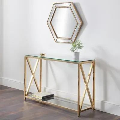 Miami 120cm Console Table - Gold, Glass
