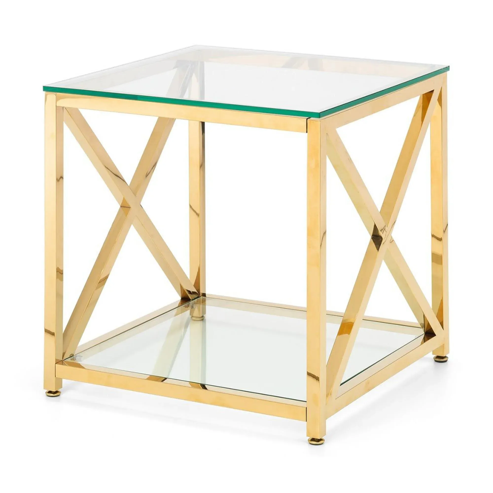 Miami Square Lamp Table - Gold, Glass