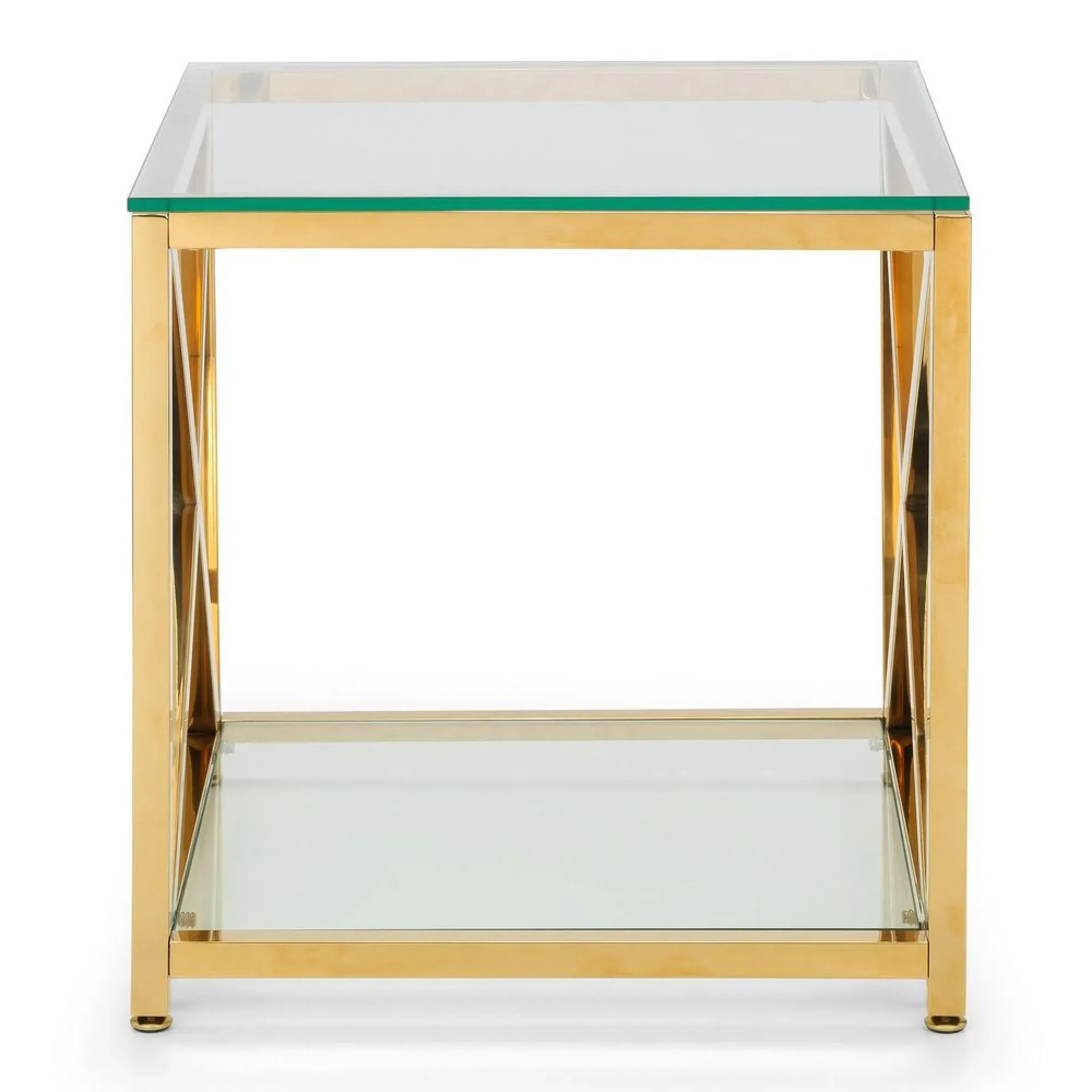 Miami Square Lamp Table - Gold, Glass