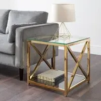 Miami Square Lamp Table - Gold, Glass