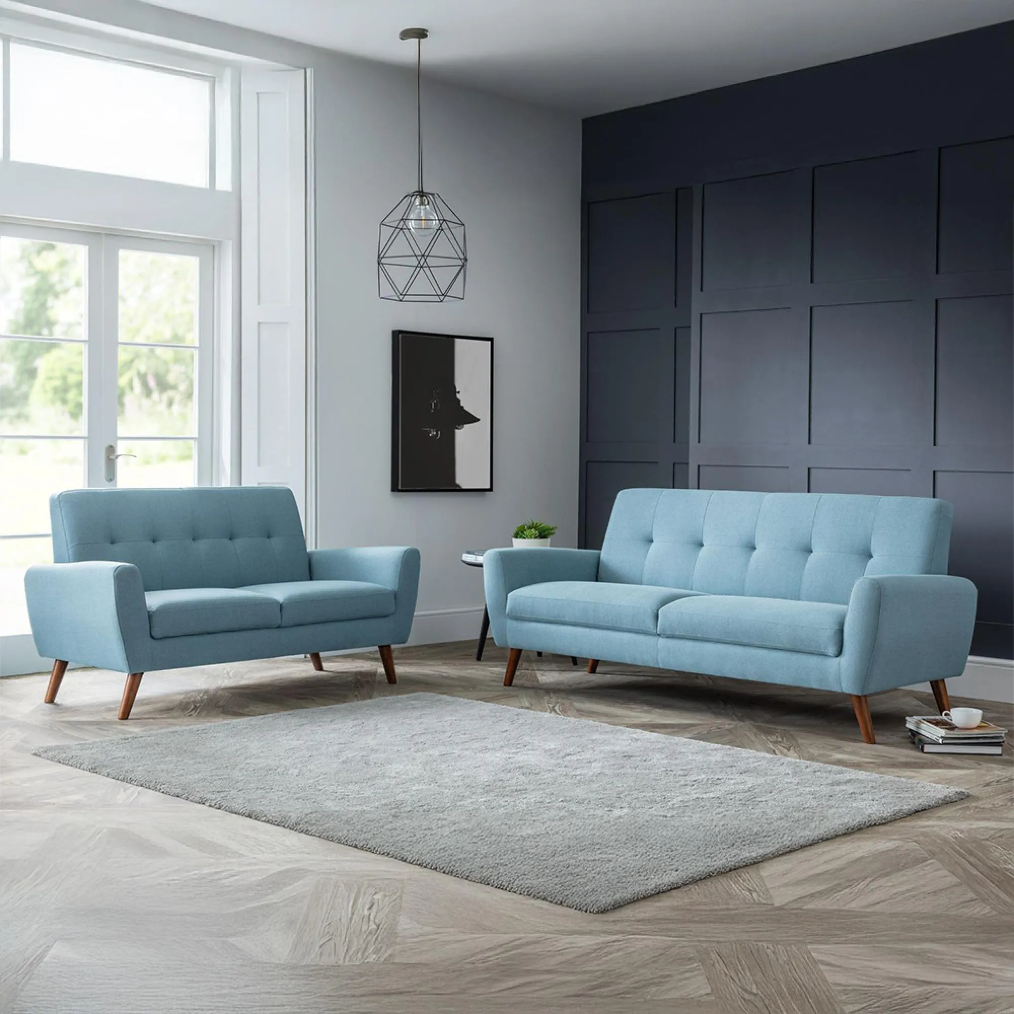 Monza 2-Seater Sofa - Blue, Fabric