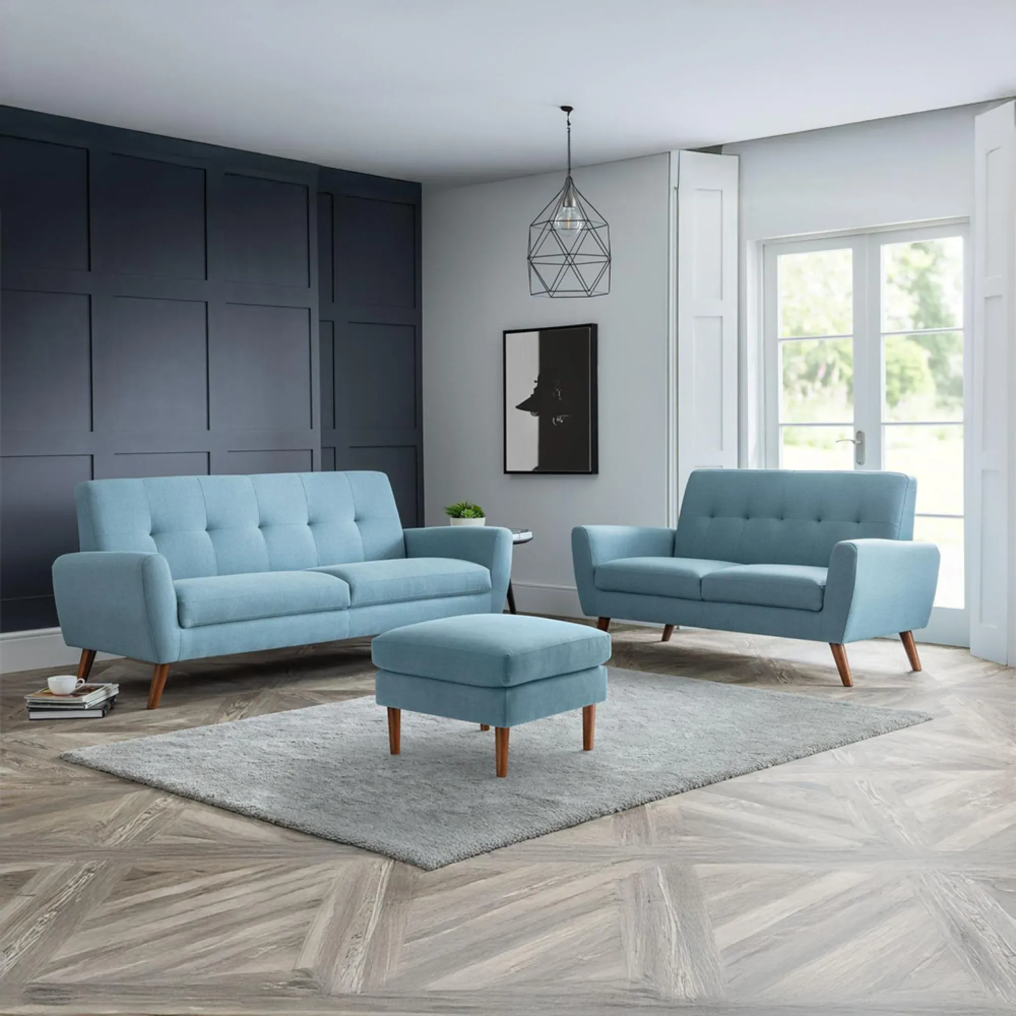 Monza 2-Seater Sofa - Blue, Fabric