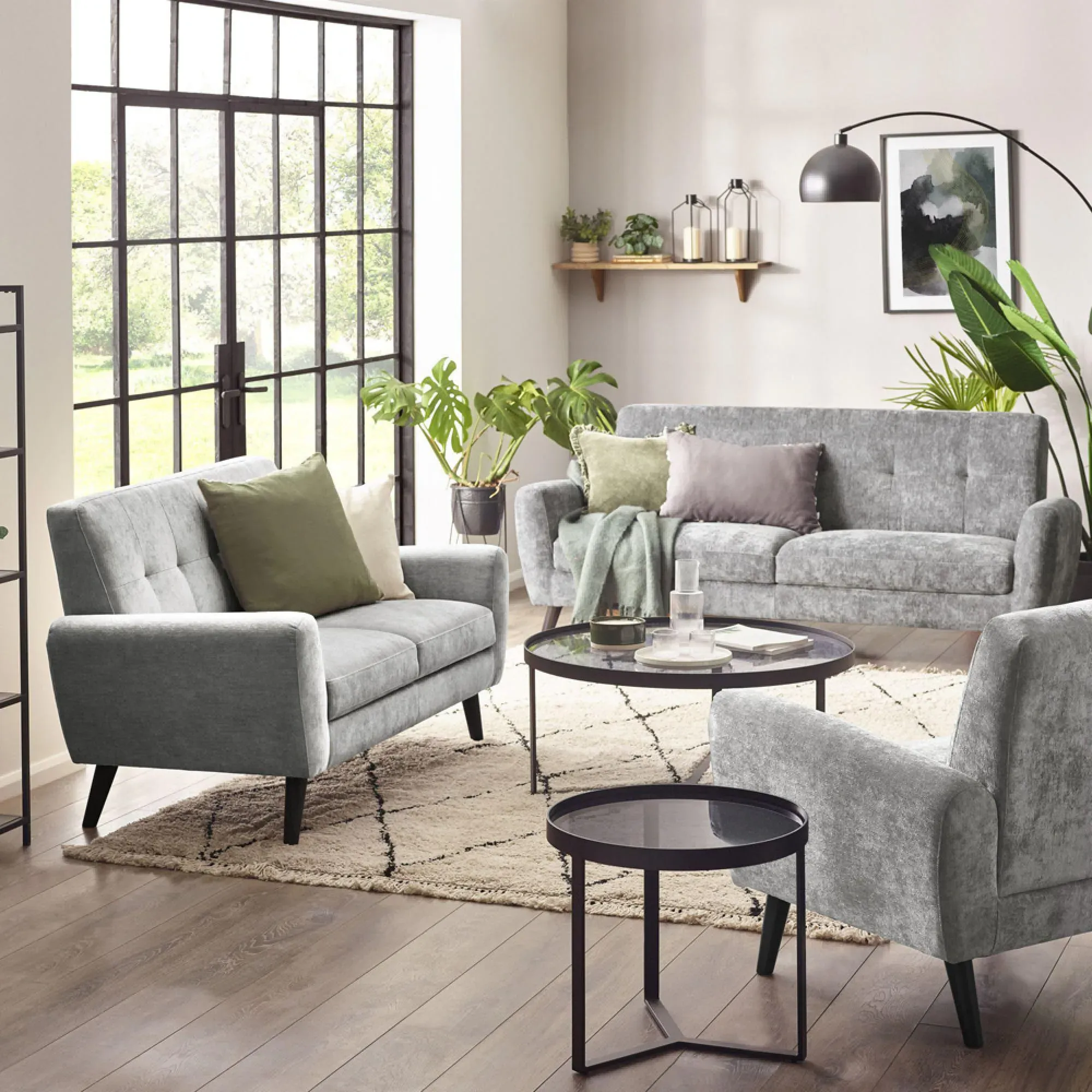 Monza 2-Seater Sofa - Grey, Mobus Fabric