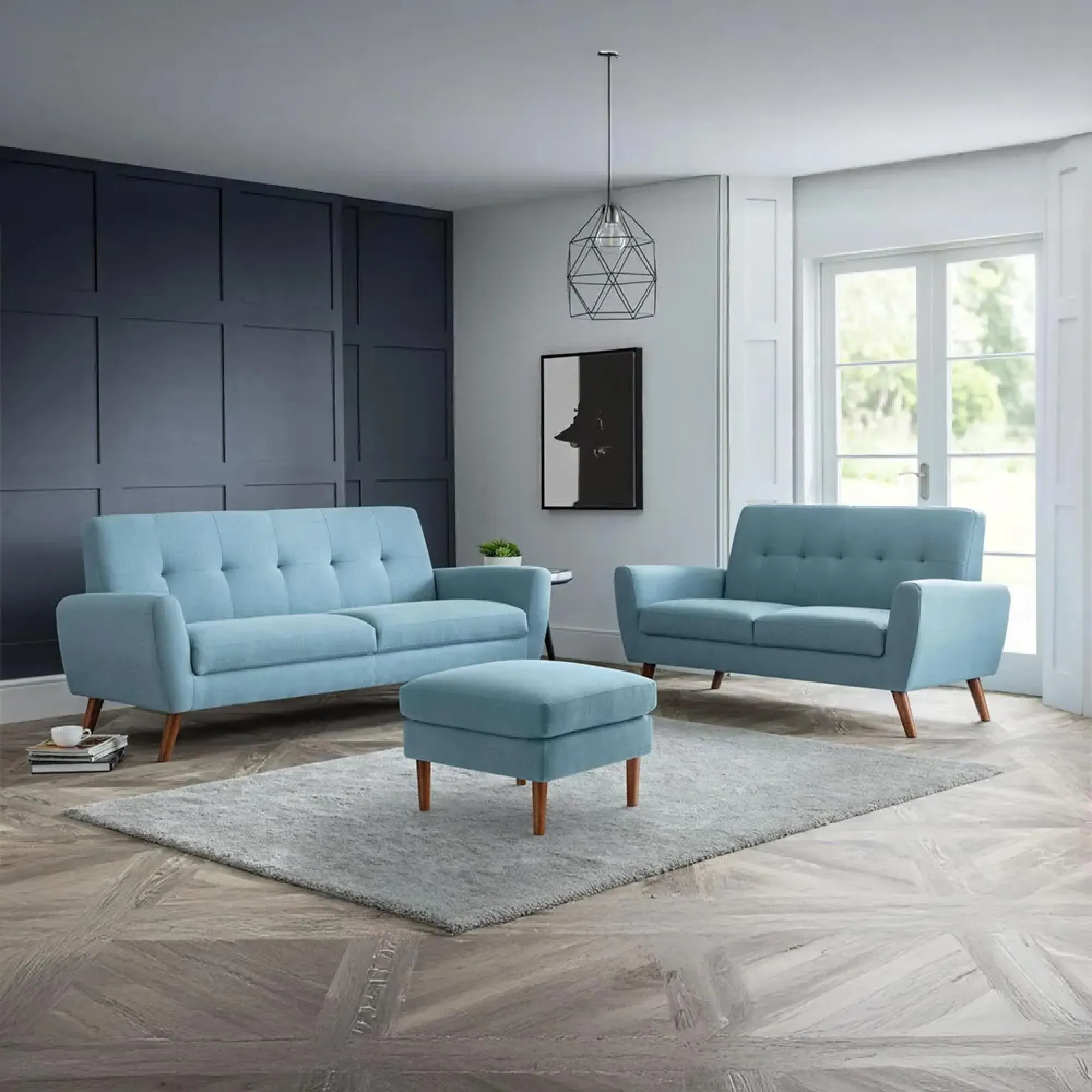 Monza 3-Seater Sofa - Blue, Fabric